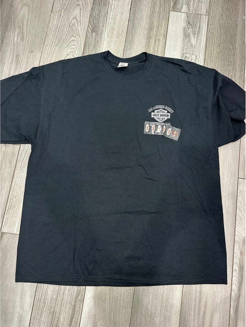 Harley Davidson Nassau County Bellmore NY Black T-Shirt Size 2XL Gildan DryBlend